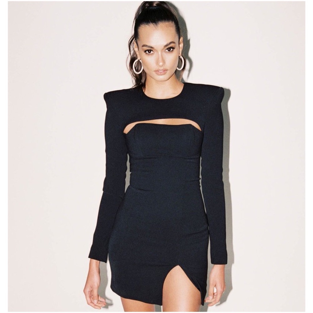 HOUSE OF CB Briana Slash Neck Crepe Dress - Black